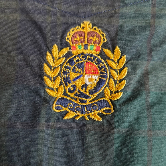 90s Vintage Ralph Lauren Black Watch Plaid Crest Button Down Shirt Size XL - Picture 4 of 9